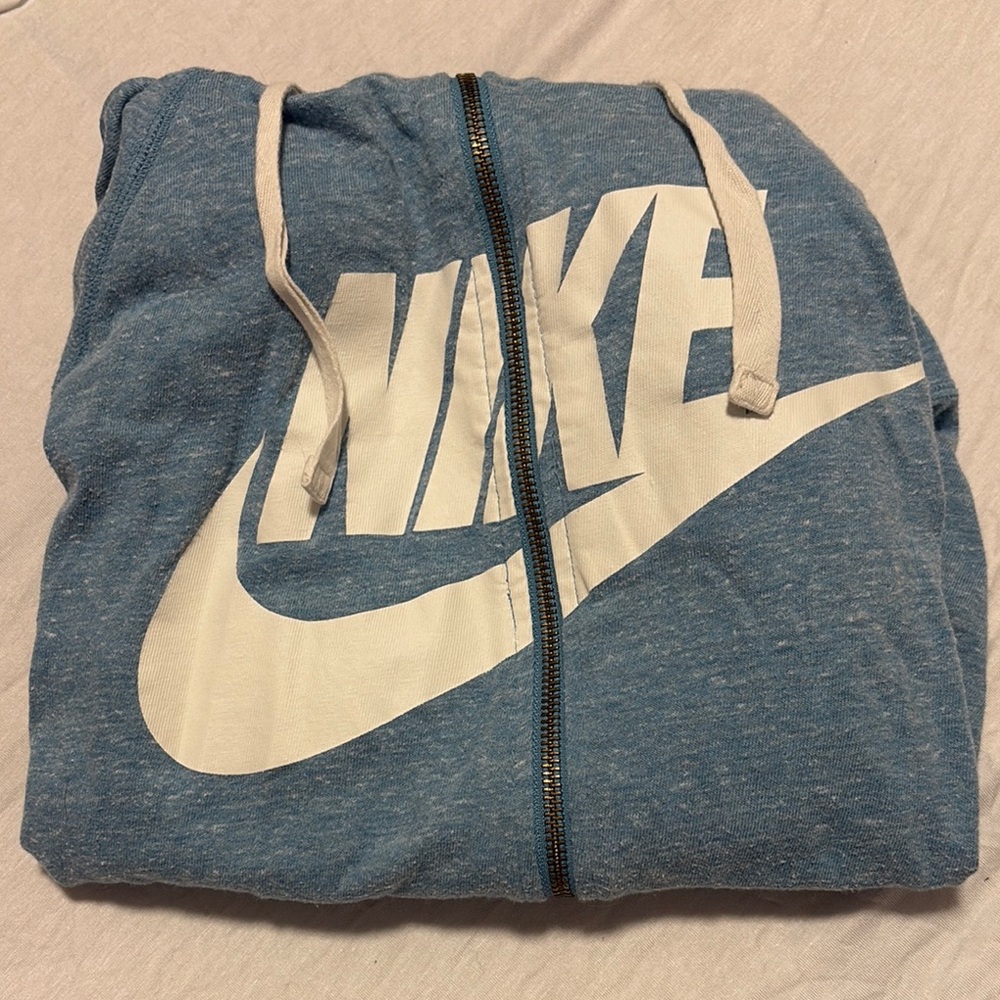 Nike Heather Blue Hoodie with White Logo
